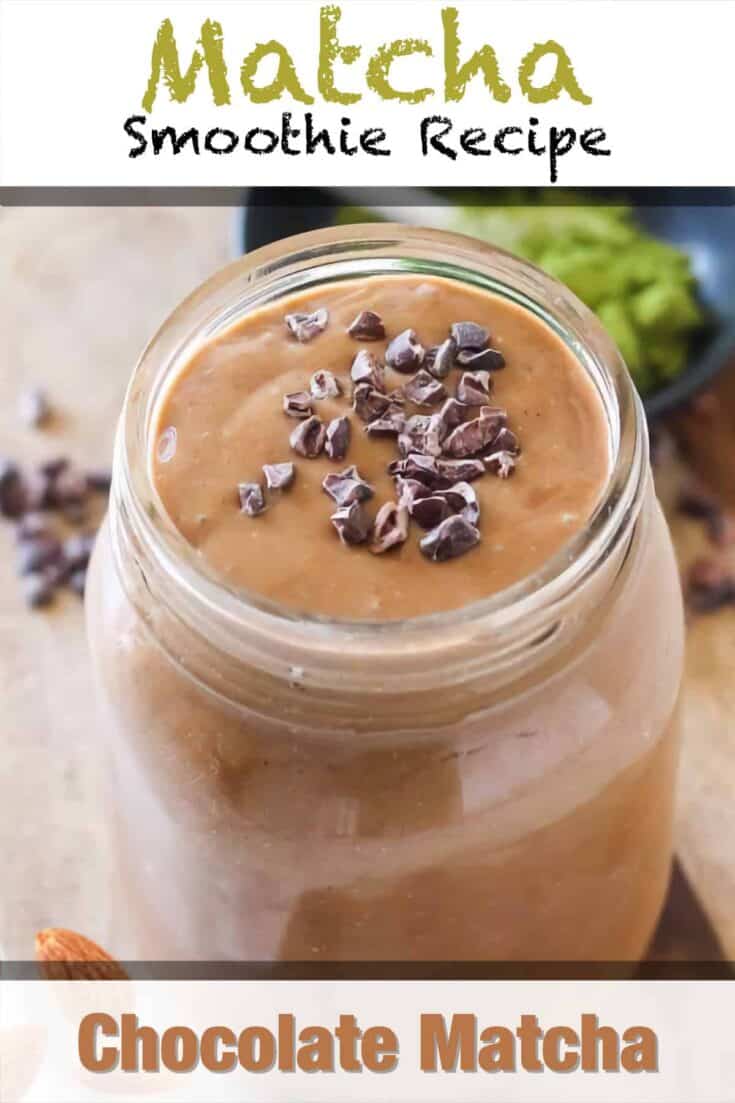 chocolate matcha smoothie recipe pin