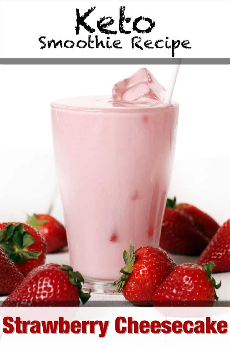 keto strawberry cheescake smoothie recipe pin