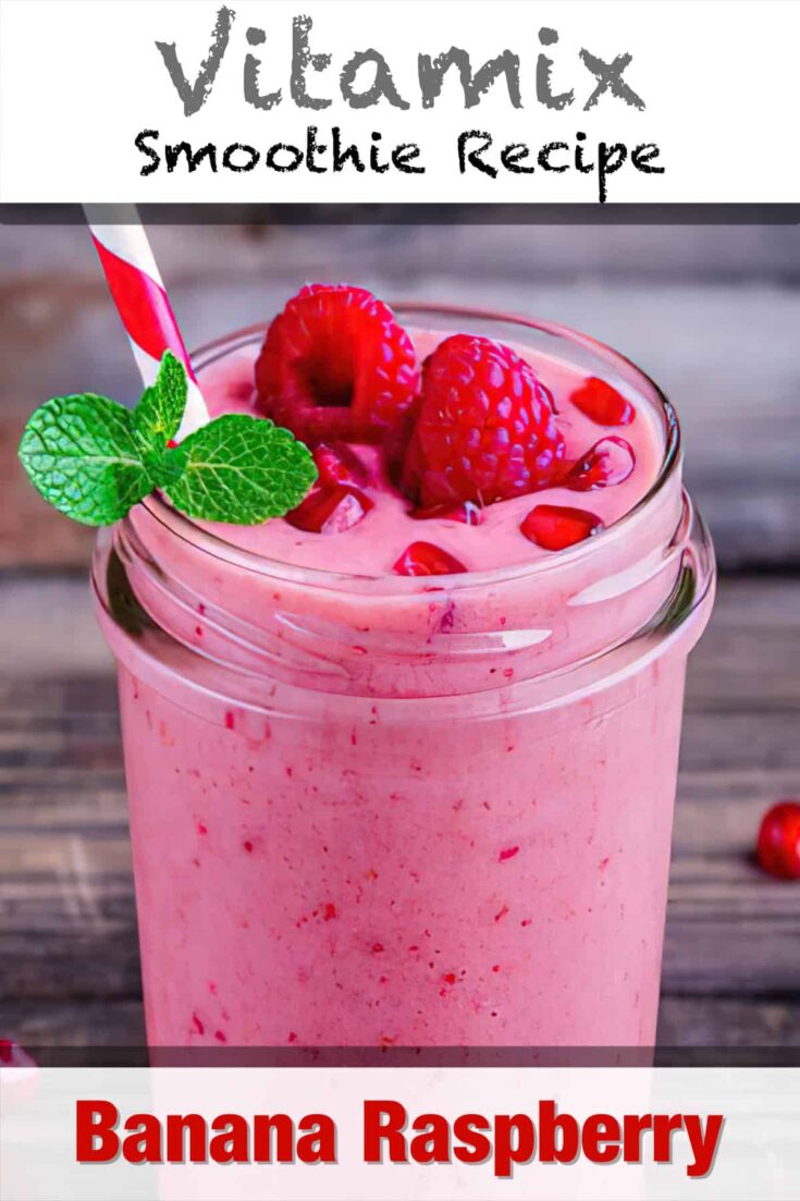 vitamix banana raspberry green smoothie recipe pin